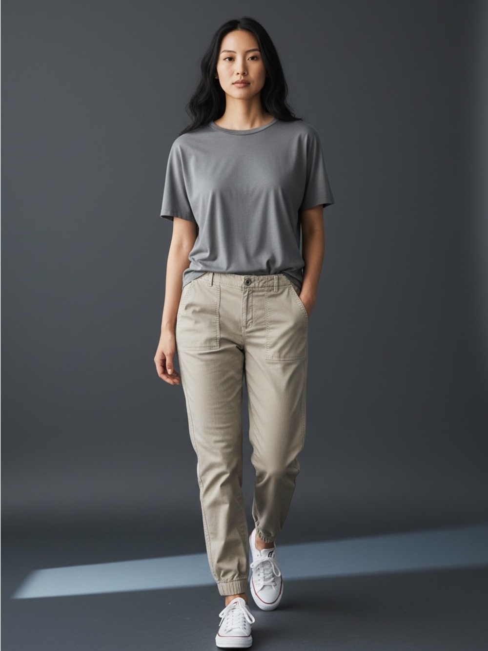 GAP Cropped Utility Jogger Pants in Khaki